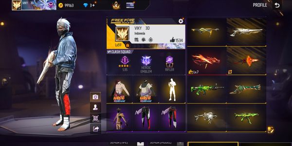 FF ACCOUNT SG 2 GURUN, TRUMPET, M4A1 EVOGUN LV 7 MAX, YELLOW MP40 INCUBATOR, MP40 COLLAB NARUTO, ANGEL PANTS VAULT 160+