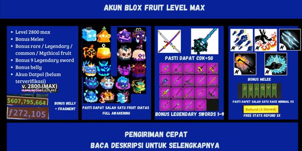 BLOXFRUIT ACCOUNT LEVEL MAX 2800