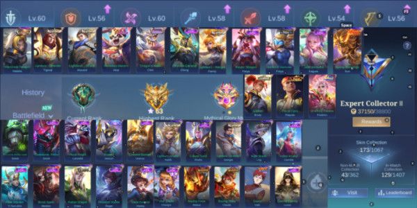 (109) Akun Mlbb Emblem GG Col Natalia, Skin Deluxe 33, Zodiac Hellcurt