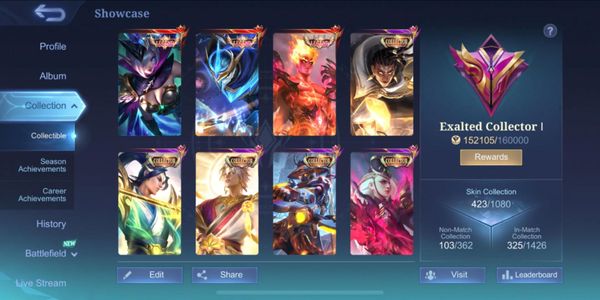 Skin 423 / 3 Legend + 8 Collector / Betrix Prime + Full Zodiac + LB / 33 Epic (Inc Limit) #MS004