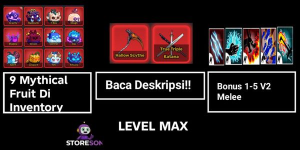 MAX LEVEL ACCOUNT [9 MYTHICAL FRUITS IN INVENTORY] - BLOX FRUITS