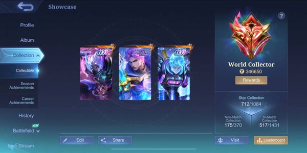 Skin 712 / 7 Legend 17 Collector / 5 Recall Epic / Aspirant, Sanrio, Dawning, Mseries, StarWars, 11.11 #MS006