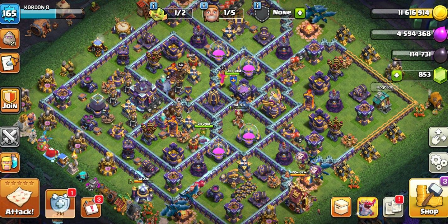 SCENERY TIGER | MAX DEFF & WALL | TH15 SEMI MAX | EXP 165 | KORDON | HERO 66 73 54 57 34 3 | GEMS 853 | CN 1500