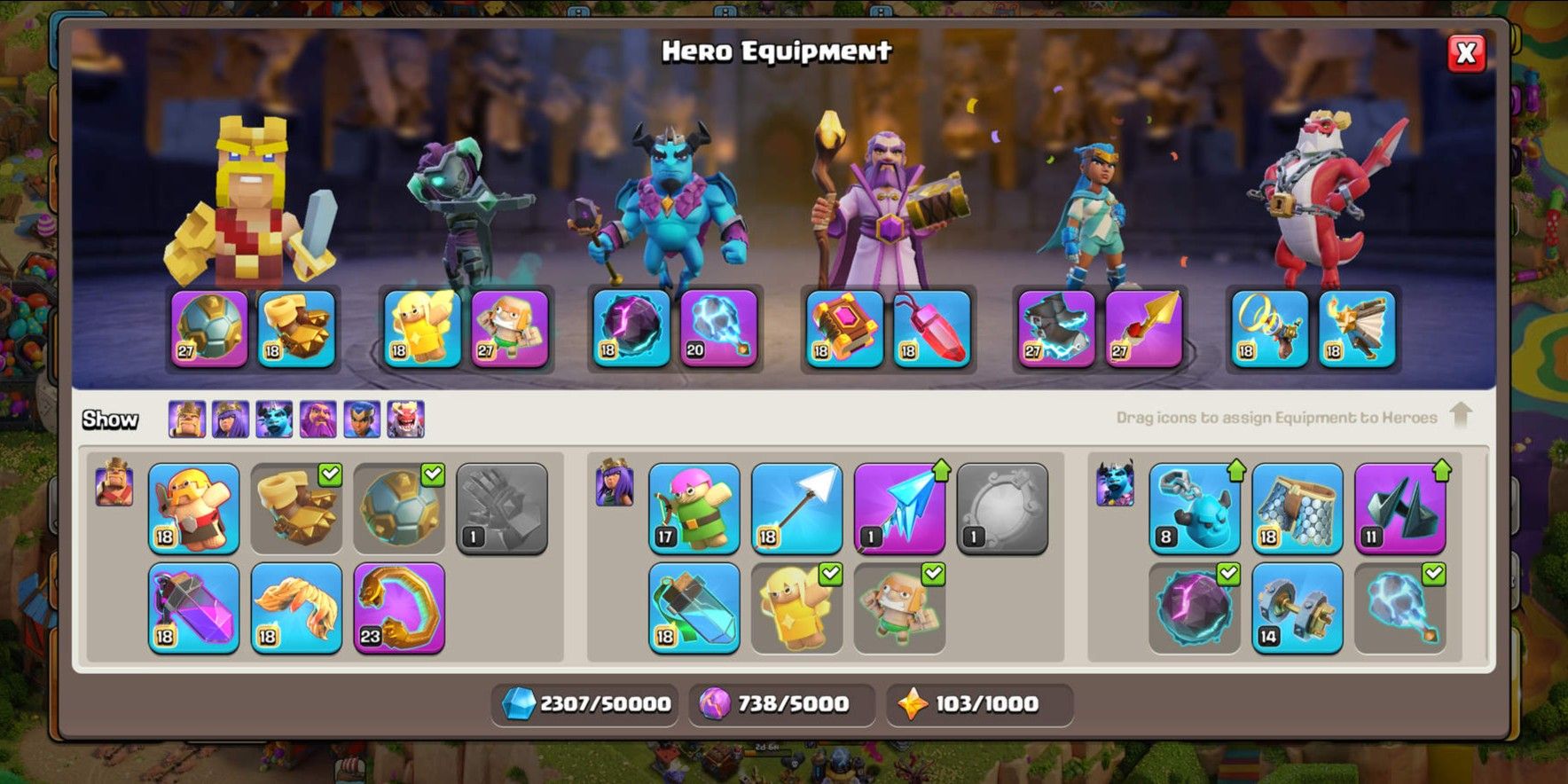 SCENERY PAINTER | MAX GUARDIANS | MAX DEFF WALL | TH18 SEMI MAX | EXP 255 | MR Frodo | HERO 81 103 83 68 55 9 | GEMS 1543 | CN 500 3