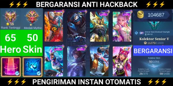 Collector Khufra SABER Johnson 4 Epic BP 104K+ High Rank Mythic Hero 65 Skin 50