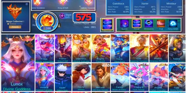 #3667 | 575 Skins | 3 Legends | 6 Collectors | Zenith Vexana | JJK Gojo | AOT Mikasa | StarWars Alucard