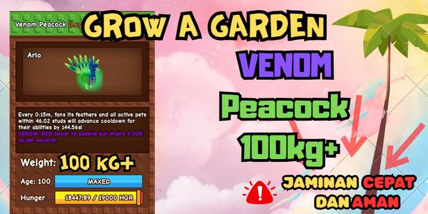 Venom Colossal Peacock 100 kg / Venom Peacock 100kg | GROW A GARDEN