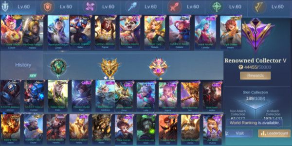 (234) Akun Mlbb Emblem Max Prime Claude, Col Nata, Annual Lesley Skin Deluxe 27