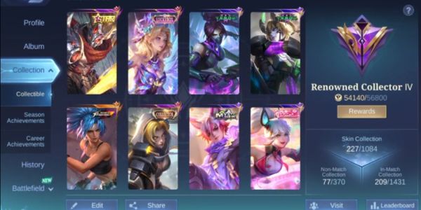 227 SKINS HERO EMBLEM MAX + ANNUAL HAYABUSA + LUCKYBOX LUNOX +24 EPIC SKINS + GAARA VALE + MYTH2024 CLINT + COLLECTOR NATALIA + SPONGEBOB