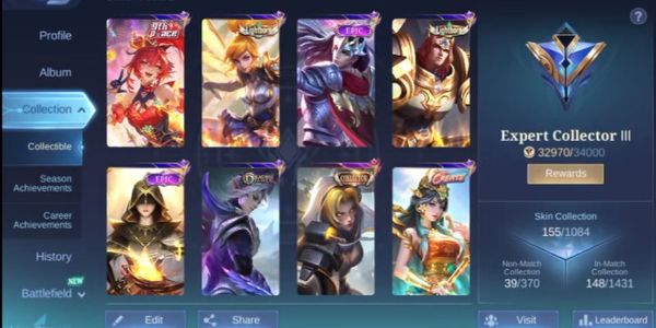 HERO 111 EMBLEM MAX + CREATE KADITA + LIGHTBORN FANNY + VALENTINE FANNY + 17 EPIC SKINS + GAARA VALE + P.ACE FANNY + MYTH2024 CLINT