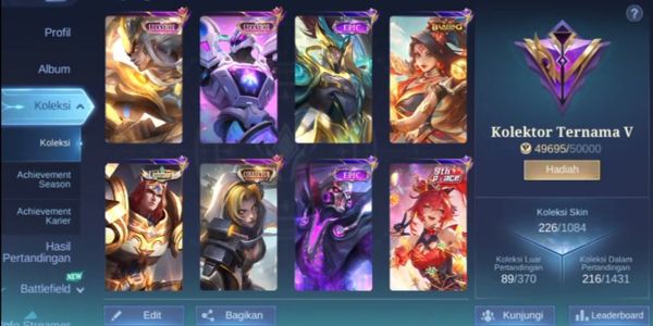 HERO 130 EMBLEM MAX + LUCKYBOX URANUS MARTIS + 20 EPIC SKINS + P.ACE FANNY + MYTH2024 CLINT + SAINT SEIYA BADANG + CC NATALIA