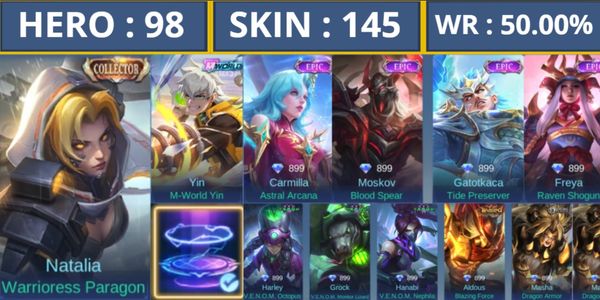 MANY HERO ACCOUNTS, MAX EMBLEMS AND GG SKIN #SAFE