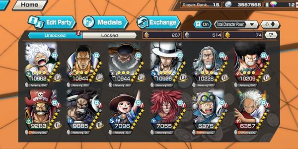 [Android] 6 Extreme Account | Luffy Nika Max, Kizaru Max, Saturn Max, Rob Lucci Max, Roger B5, Kaido B5