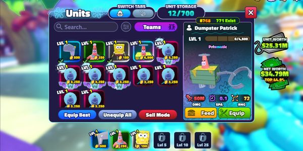 Akun Starter SpongeBob Tower Defense [Dumpster Patrick]