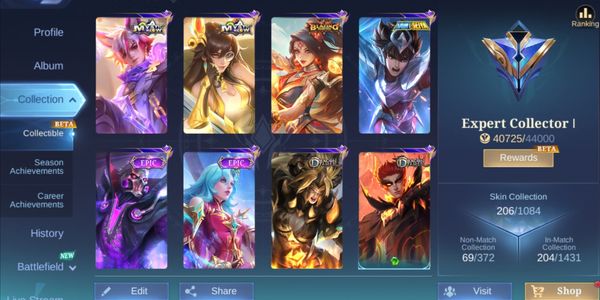206 SKINS HERO EMBLEM MAX + MEOW JULIAN LESLEY + SEIYA BADANG + 15 EPIC + LIGHTBORN HARITH + SEIYA BADANG + MYTH2024 CLINT + GAARA VALE + SPONGEBOB