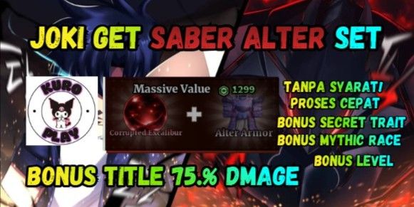 Joki Get Saber Alter Set + Title 75% Damage | Sailor Piece
