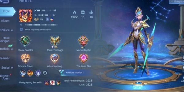 amz94 is selling a zodiac skin Karina account, good effects, abundant items, one more emblem all max, cool emotes, just cheap sis