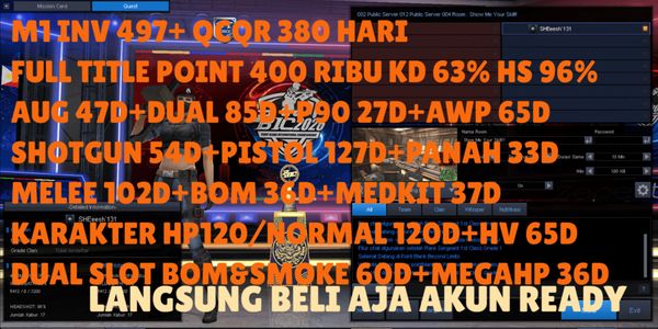 M1 INV 497+ QCQR 380 DAYS FT POINT 400 THOUSAND KD 63% HS 96% DUAL85D+AWP65D+PISTOL127D+BOW33D+MELEE102D+CHARACTER120D+HV65D+MEGAHP36D