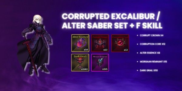 Corrupted Excalibur / Alter Saber Set  + F Skill - Sailor Piece