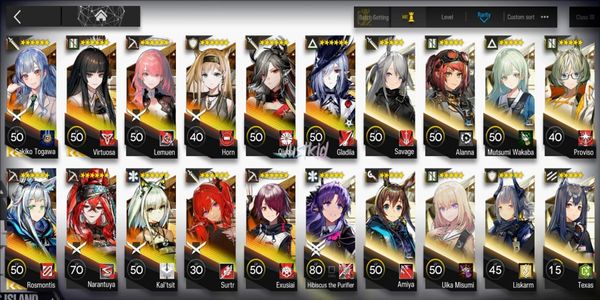AK GLOBAL STARTER 11*6, 3 LIMITED SAKIKO, VIRTUOSA, ROSMONTIS, NARANTUYA, LEMUEN, KALTSIT, SURTR, HORN, QIUBAI, EXUSIAI, GLADIA