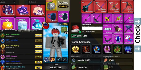 Akun Berobux V4 Cyborg-Ghoul-Angel-Shark-Rabbit (Belly 300M+)