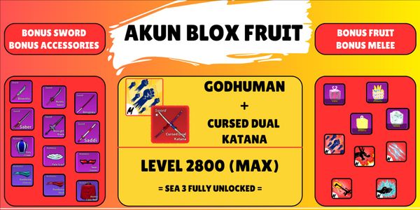 Akun Blox Fruit (Level Max) – Godhuman + Cursed Dual Katana