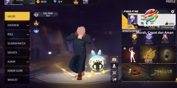 FF account with many skins, GG, cheap, with SG Trumpet 203