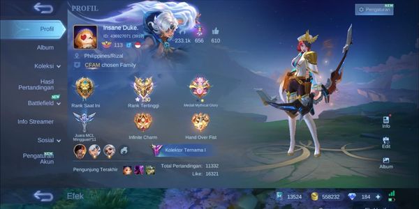 [Moonton]| Level 143 |132 Hero(max) | 310 Skins |Epic Recall Seal of anvil Crawlers|Fast Delivery
