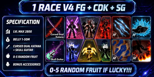 BLOX FRUIT ACCOUNT MAX LEVEL + 1 RACE V4 FULL GEAR AWAKENING + CDK + SG