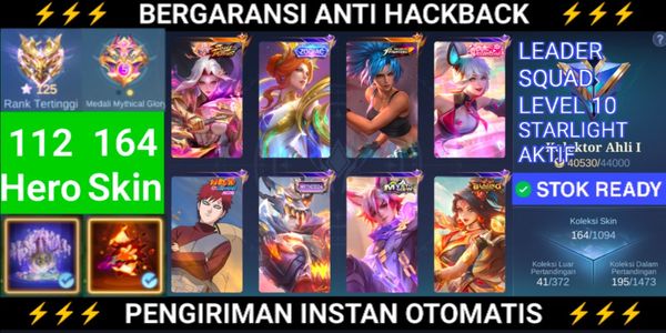 Soul Vessel Hanabi KOF Karina Zodiac Aurora Hero & Emblem All Max High Rank Mythic Immortal Bintang 125 Starlight ON Leader Squad Hero 112 Skin 164