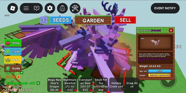 TITAN/HUGE VENOM PERYTON 60-62KG++ MAX PASSIVE 19,000XP FOR 7 PET FOR METHOD AGE BIG VISUAL IN THE GARDEN