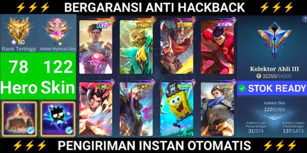11.11 Gusion Prime Granger Starlight Annual Hayabusa STUN Chou M5 Yu Zhong 2 Lightborn High Rank Mythic Glory Hero 78 Skin 122