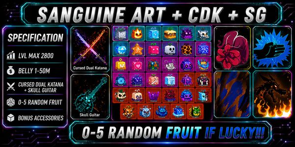 BLOX FRUIT ACCOUNT SANGUINE ART (GODHUMAN + CDK + SG) [Level MAX]