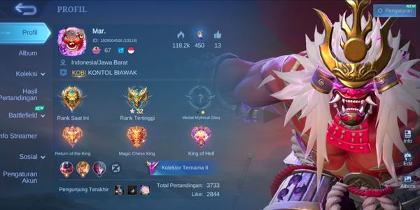 [Moonton only]| |114 Hero | 253 Skins|Legend Franco (Rare Skin epic) |Fast Delivery| Full Access | Android|IOS