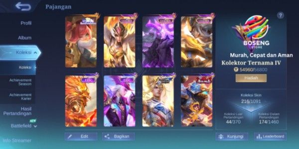 CHEAP ML ACCOUNT AFFORDABLE PRICE 216 SKINS HERO ALMOST MAX EMBLEM MAXX