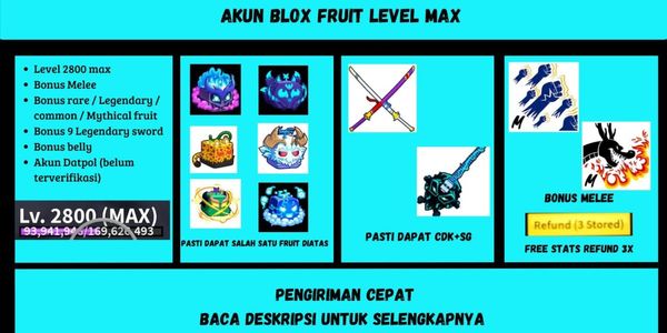 BLOX FRUIT ACCOUNT LEVEL 2800 MAX