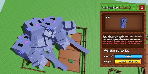 TITAN/HUGE MEGA MOONCAT 62 KG 15 SECOND SKILL FOR FRUIT LARGE THE BIGGEST MOONCAT IN GROW A GARDEN