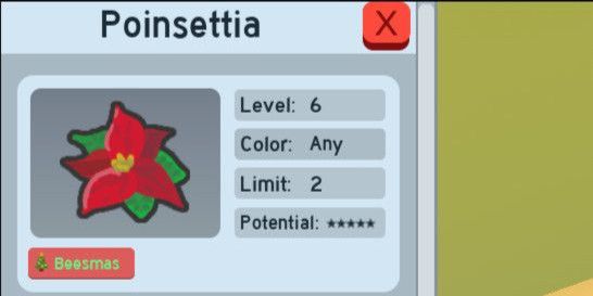 Bee Swarm Simulator - Poinsettia (8 Red Pollen Fully waxed) Beequip