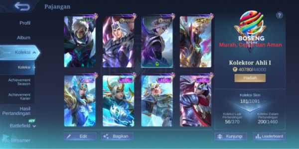 CHEAP ML ACCOUNT AFFORDABLE PRICE 181 SKINS NEARLY MAX HERO MAX EMBLEM
