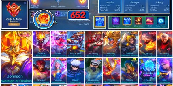 #3703 | 652 Skins | 3 Legends | 4 Collectors | Exorcist Trio | Jujutsu Kaisen Gojo | Kakashi | 11.11 Nolan