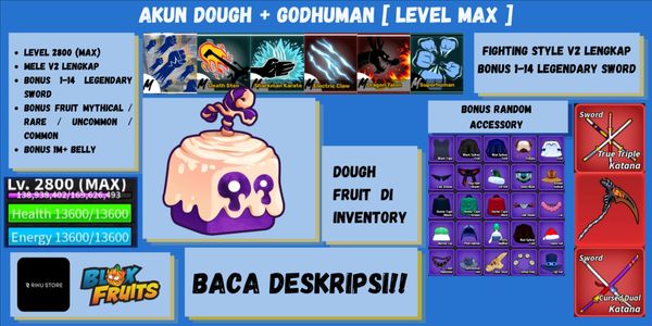 AKUN LEVEL MAX + DOUGH FRUIT DI INVENTORY