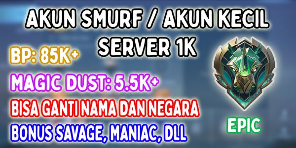 Smurf Account Server 1K | Lots of BP + MD | Rank EPIC | WR 100%