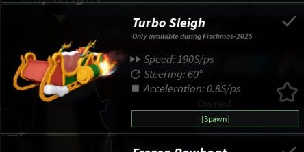 Fisch Turbo Sleigh | Speed: 190S/ps | Steering 60° | Acceleration: 0.8S/ps