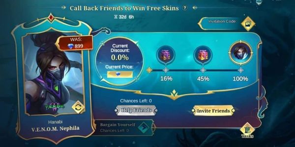 Callback Friends ML Undang Teman Kembali Gratis 1 SKIN EPIC 7-8 TAP FULL 100%