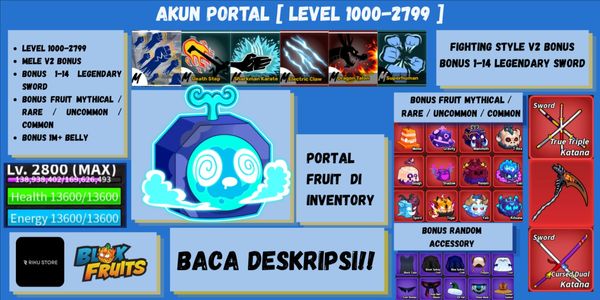 AKUN LEVEL 1000-2799 [ PORTAL DI INVENTORY ] - BANYAK BONUS++++