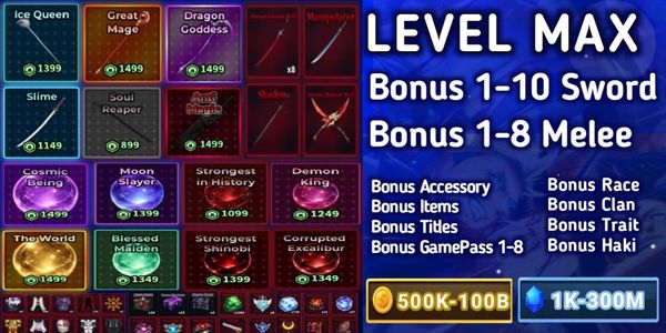 Akun Sailor Piece LEVEL MAX Bonus Mythical Sword + Bonus Legendary Sword