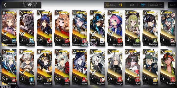 ARKNIGHTS GLOBAL CONTA INICIAL 10*6, 2 LIMITADOS EYJA ALTER, ROSMONTIS, MOUNTAIN, SARIA, CHEN, EUNECTES, ARCHETTO, ROSA, ASTGENE ALTER, GLADIA