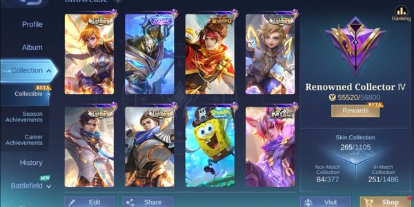 265 สกิน ฮีโร่ อีมเบลมเต็ม + Lightborn Fanny Harith Alucard + Zodiac Zhaks + Epic Claude YSS Harley Lancelot Freya Gusion Ling Kimmy