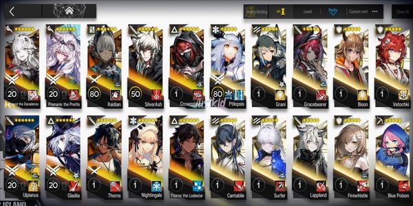 CUENTA PRINCIPAL GLOBAL DE ARKNIGHTS 10*6, LIMITADA LAPPLAND ALTER, PRAMANIX ALTER, ULPIANUS, THORN, THORN ALTER, SILVERASH, GLADIA, RAIDIAN, NIGHTINGALE, CROWNSLAYER