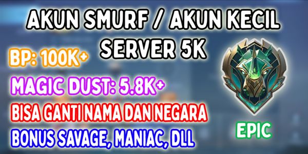 حساب Smurf سيرفر 5K | BP + MD كثير | الرتبة EPIK | نسبة الفوز 100%